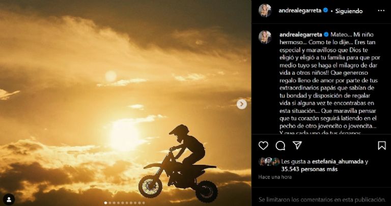 Andrea Legarreta confirma donación de los órganos de su sobrino