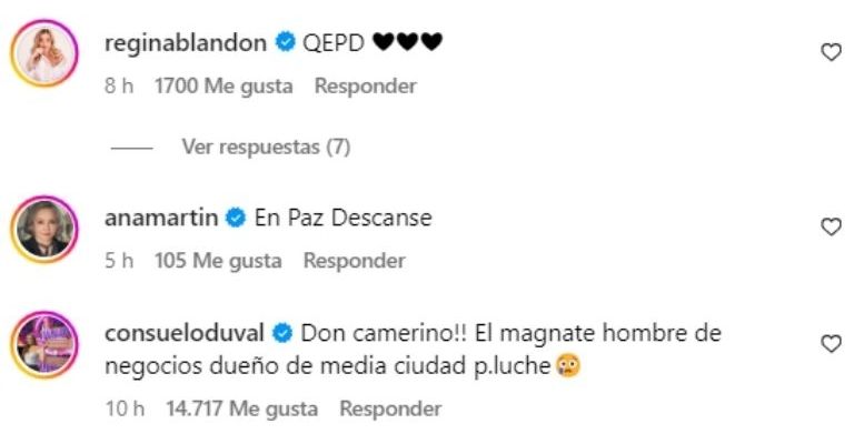 Consuelo Duval y Regina Blandón despiden a Juan Verduzco, el entrañable 