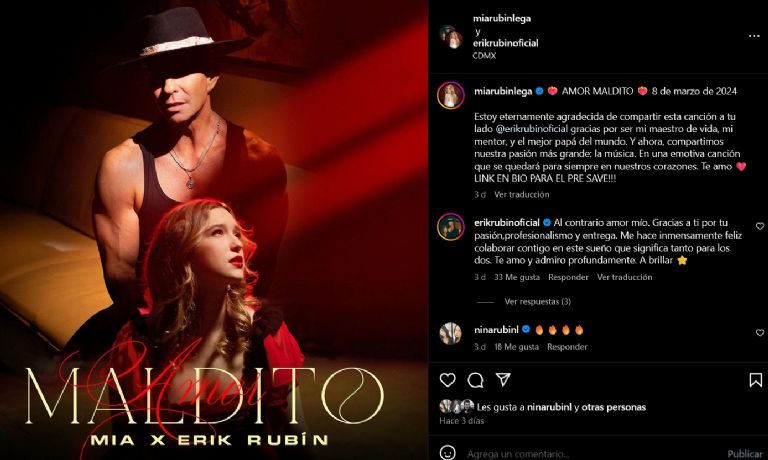 Mía Rubín lanza nueva canción, 'Amor Maldito'