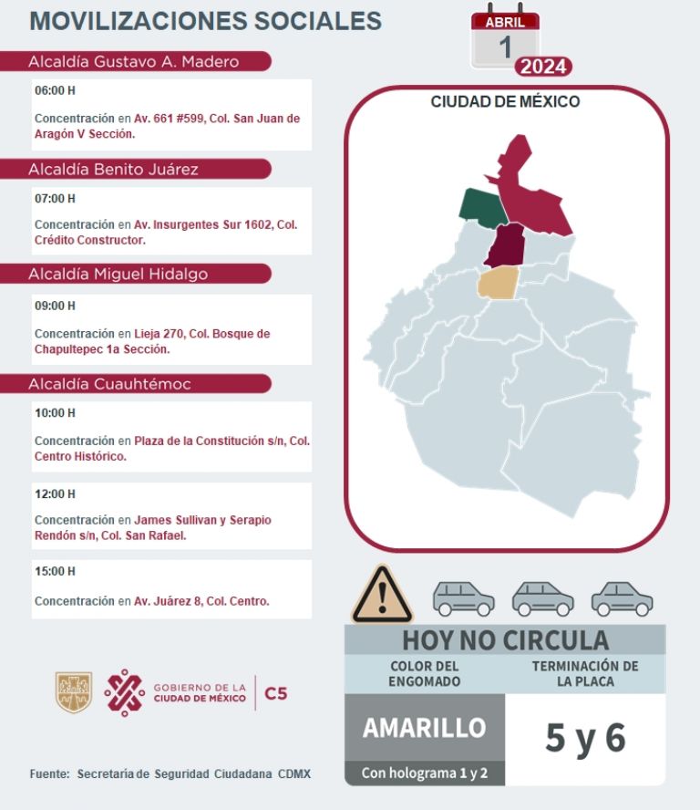 Tráfico en CDMX hoy 1 de abril