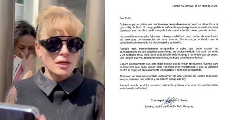 Mamá de Fofo Márquez envía carta a Edith, mujer agredida por su hijo