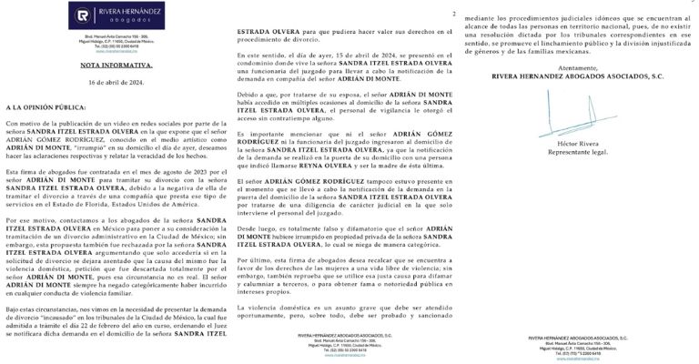 Nuja Amar manda contundente mensaje a Sandra Itzel ante demanda contra Adrián Di Monte