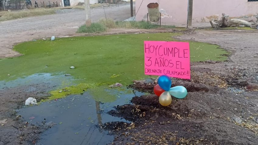Con globos y carteles, piden mayor atención a drenajes en Navojoa
