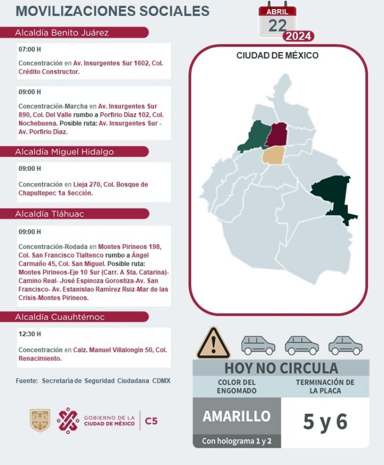Tráfico en CDMX hoy 22 de abril