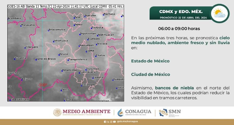 Clima en CDMX hoy 22 de abril