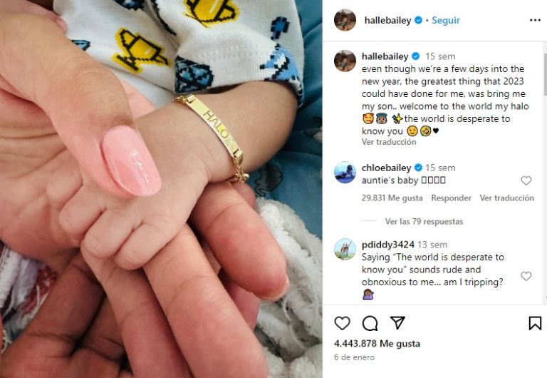 Halle Bailey mostró la primera fotografía de su hijo en Instagram