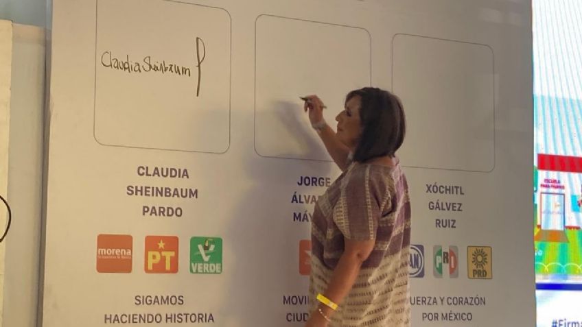 ¿Xóchitl Gálvez votará por el MC? Escupe chicle y firma pacto por la primera infancia