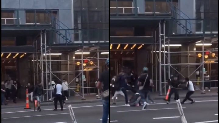 Migrantes arman batalla campal en calles de Nueva York; se desconocen las causas de la pelea