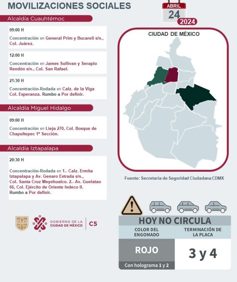 Tráfico en CDMX hoy 24 de abril