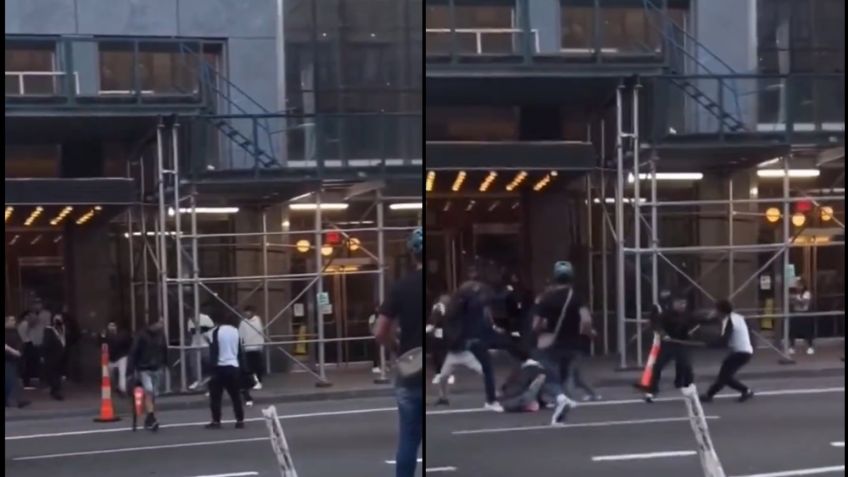 Migrantes arman batalla campal en calles de Nueva York; se desconocen las causas de la pelea