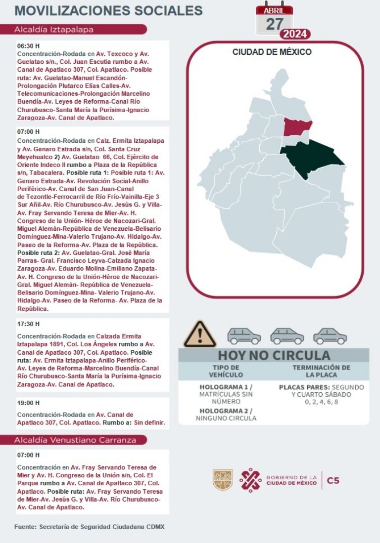 Tráfico en CDMX hoy 27 de abril
