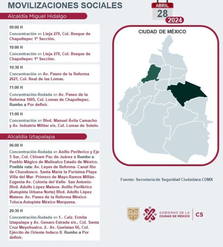 Tráfico en CDMX hoy 28 de abril