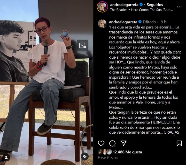 Brindan homenaje a Mateo, sobrino de Andrea Legarreta