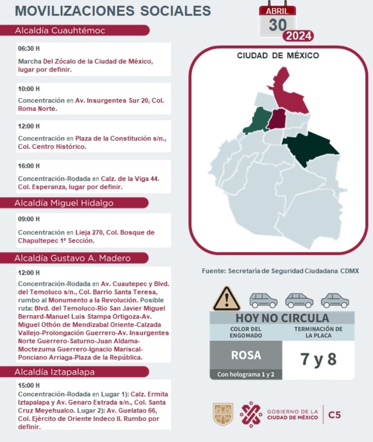 Tráfico en CDMX hoy 30 de abril