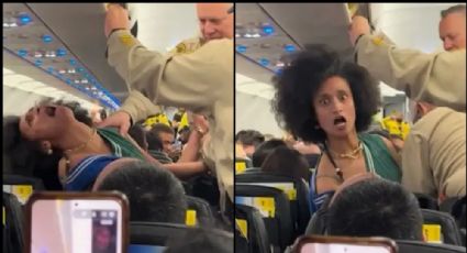 FOTOS: Mujer es 'poseída' en un avión de Las Vegas; policías luchan por contenerla