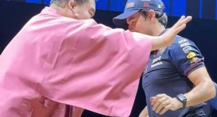 ¿Quién de los 2 ganó? 'Checo' Pérez se enfrenta a gigante luchador de sumo en Japón