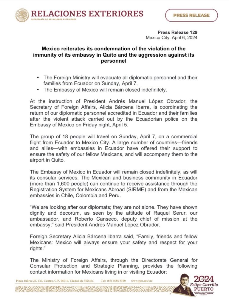 Mexicanos regresan de Ecuador tras ataque a la Embajada