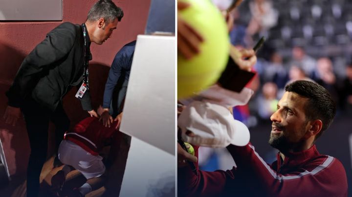 Novak Djokovic es golpeado por una botella metálica mientras firmaba autógrafos