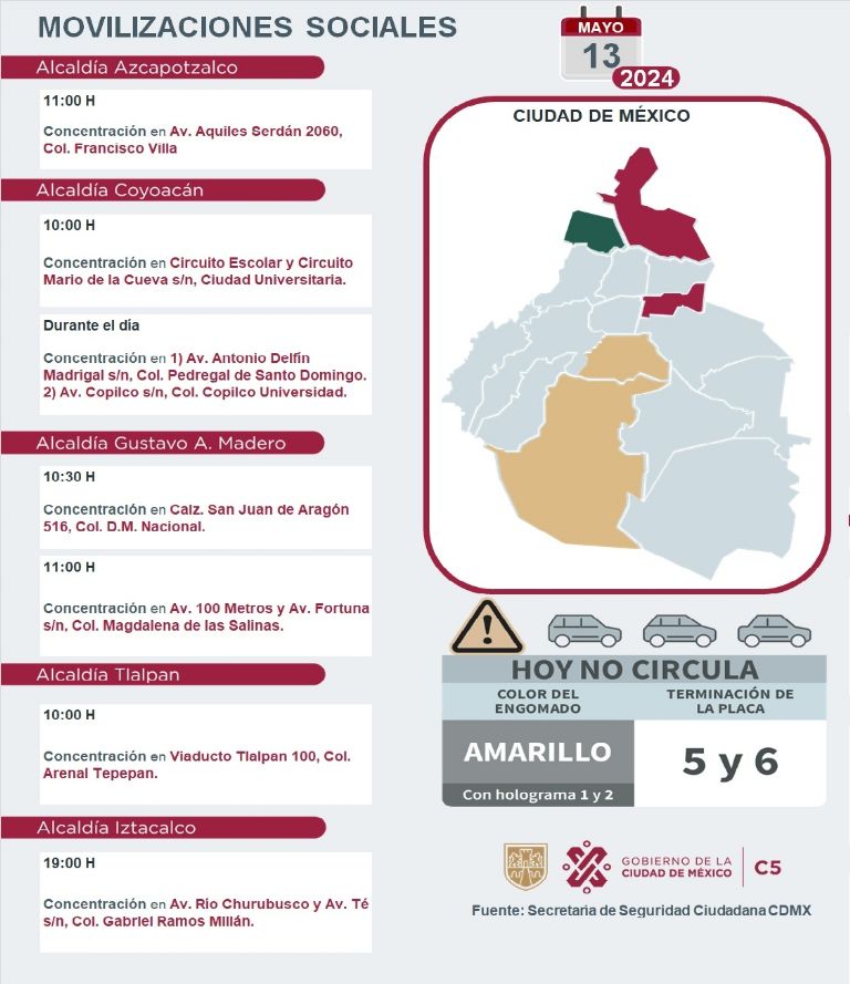 Tráfico en CDMX hoy 13 de mayo
