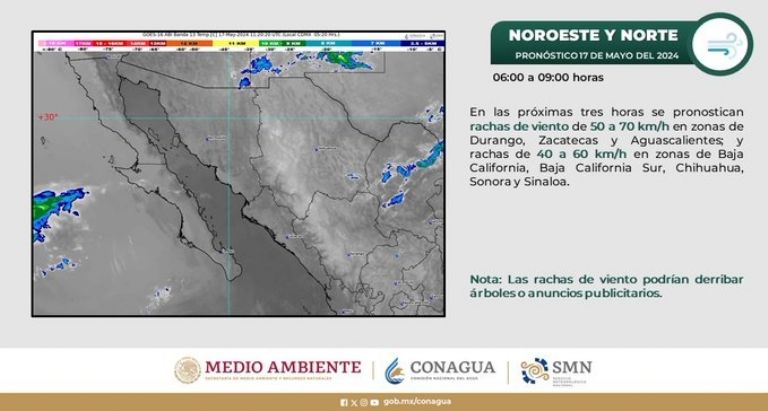 Clima en Sonora para hoy, viernes 17 de mayo. Foto: Conagua