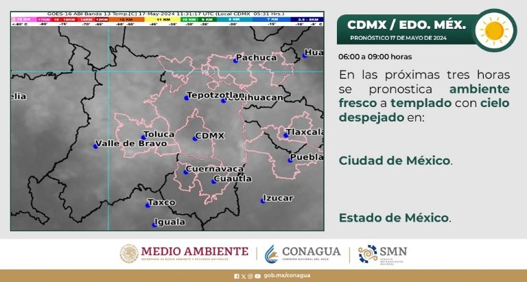 Clima en CDMX hoy 17 de mayo