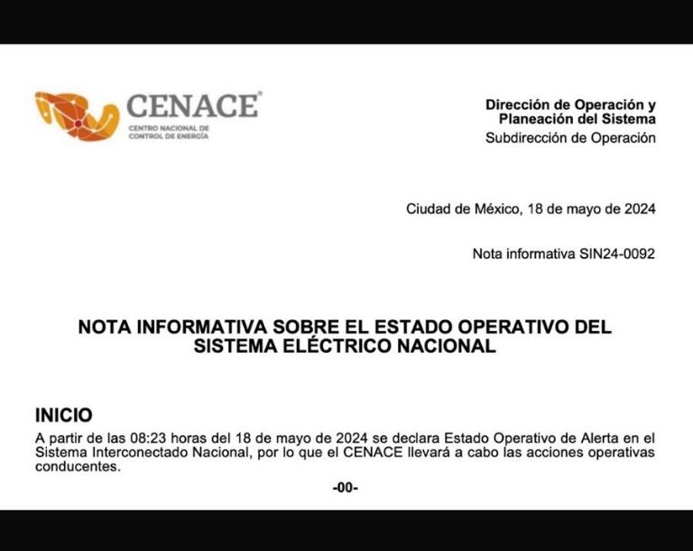 Cenace lanza alerta de apagones. Foto: Redes