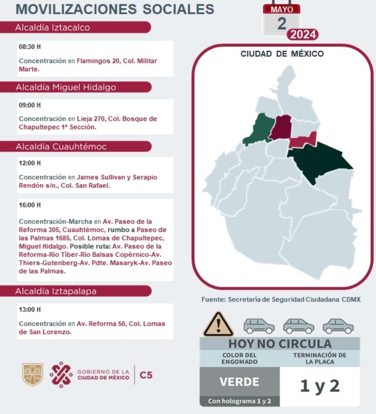 Tráfico en CDMX hoy 2 de mayo