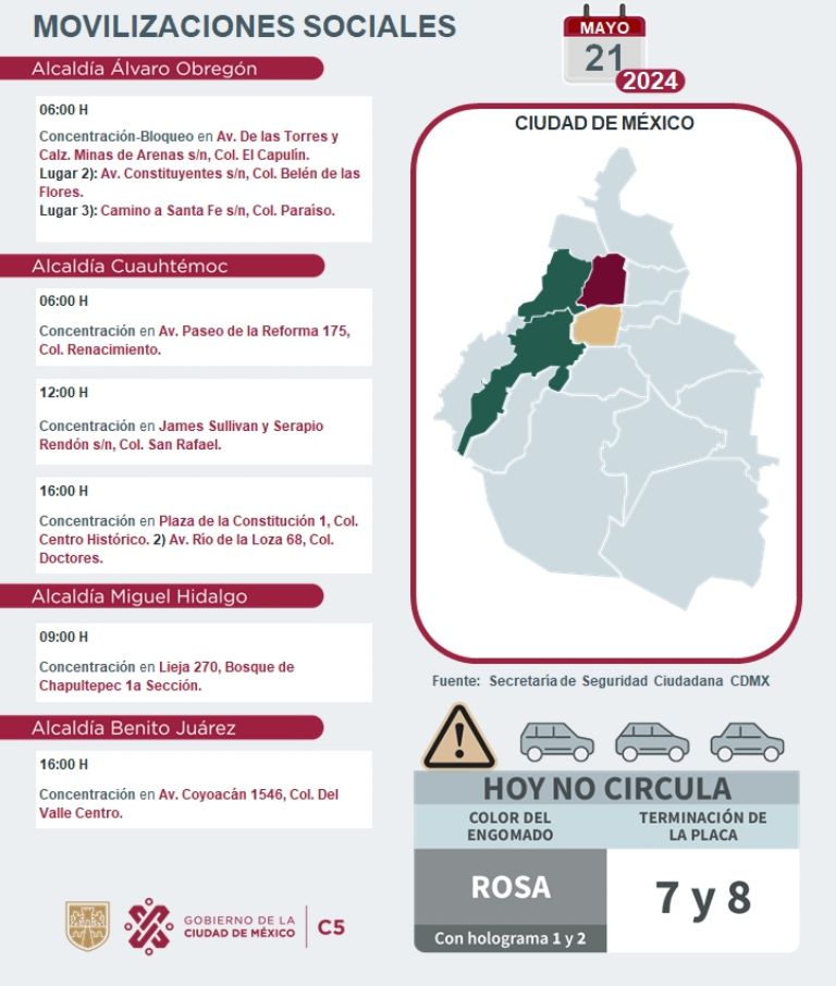 Tráfico en CDMX hoy 21 de mayo