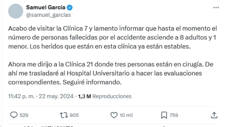 Samuel García informa sobre colapso en NL. Foto: Twitter