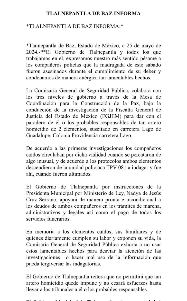 Policías asesinados en Tlalnepantla