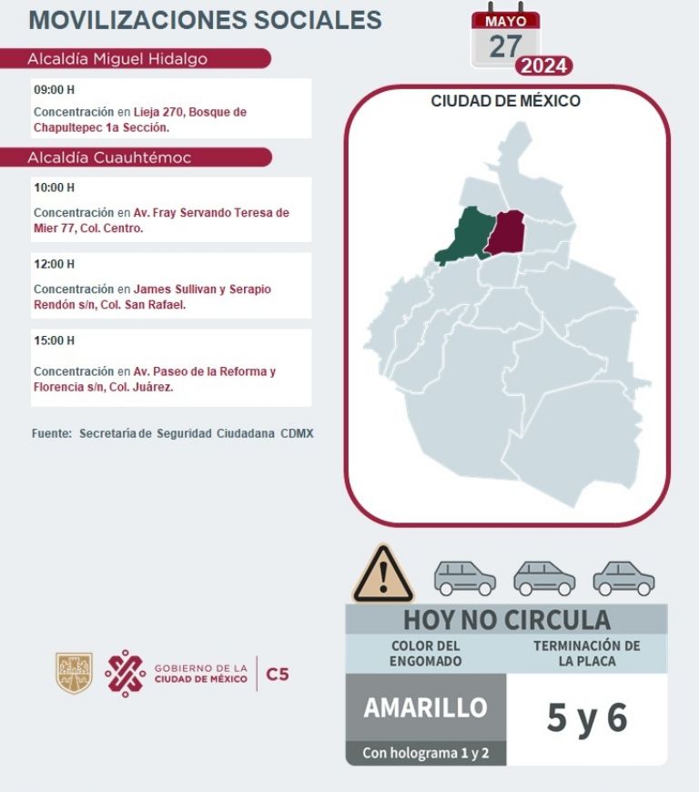 Tráfico en CDMX hoy 27 de mayo