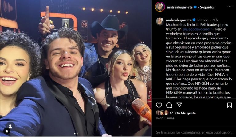 Andrea Legarreta le envía mensaje a Los Herederos