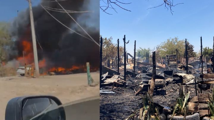 Fuerte incendio en Pueblo Yaqui consume 6 viviendas; captan enormes llamas en VIDEO