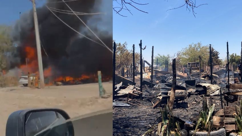 Fuerte incendio en Pueblo Yaqui consume 6 viviendas; captan enormes llamas en VIDEO