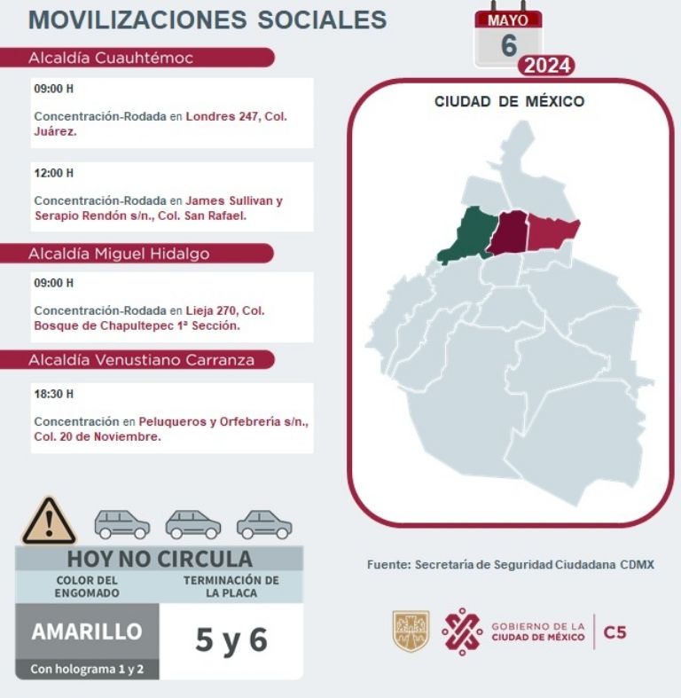 Tráfico en CDMX hoy 6 de mayo