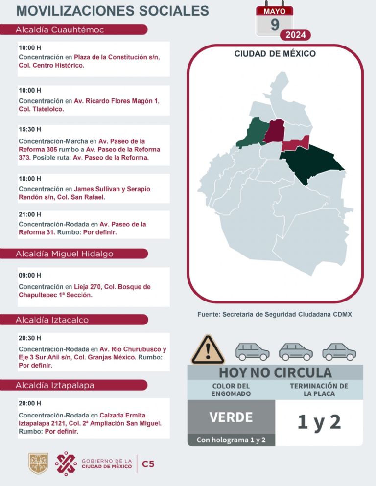 Tráfico en CDMX hoy 9 de mayo