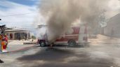 Foto ilustrativa de la nota titulada (FOTOS) Código Rojo en Sonora: Con paciente abordo, ambulancia arde en llamas