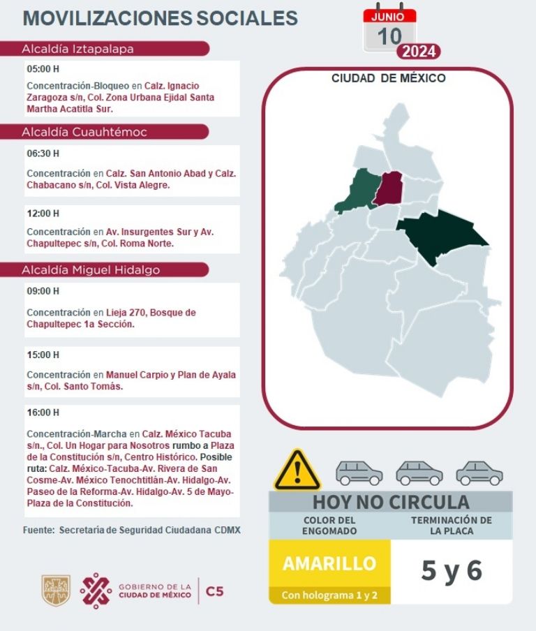 Tráfico en CDMX hoy 10 de junio