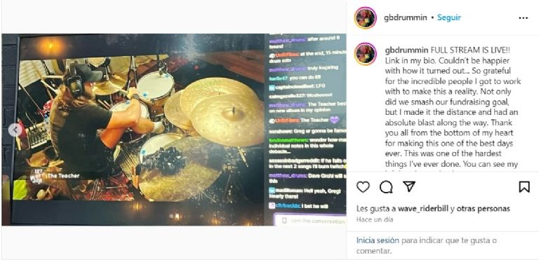 Maratón Musical por una Causa: Baterista Recauda Miles para la Investigación del Cáncer Tocando Canciones de Foo Fighters