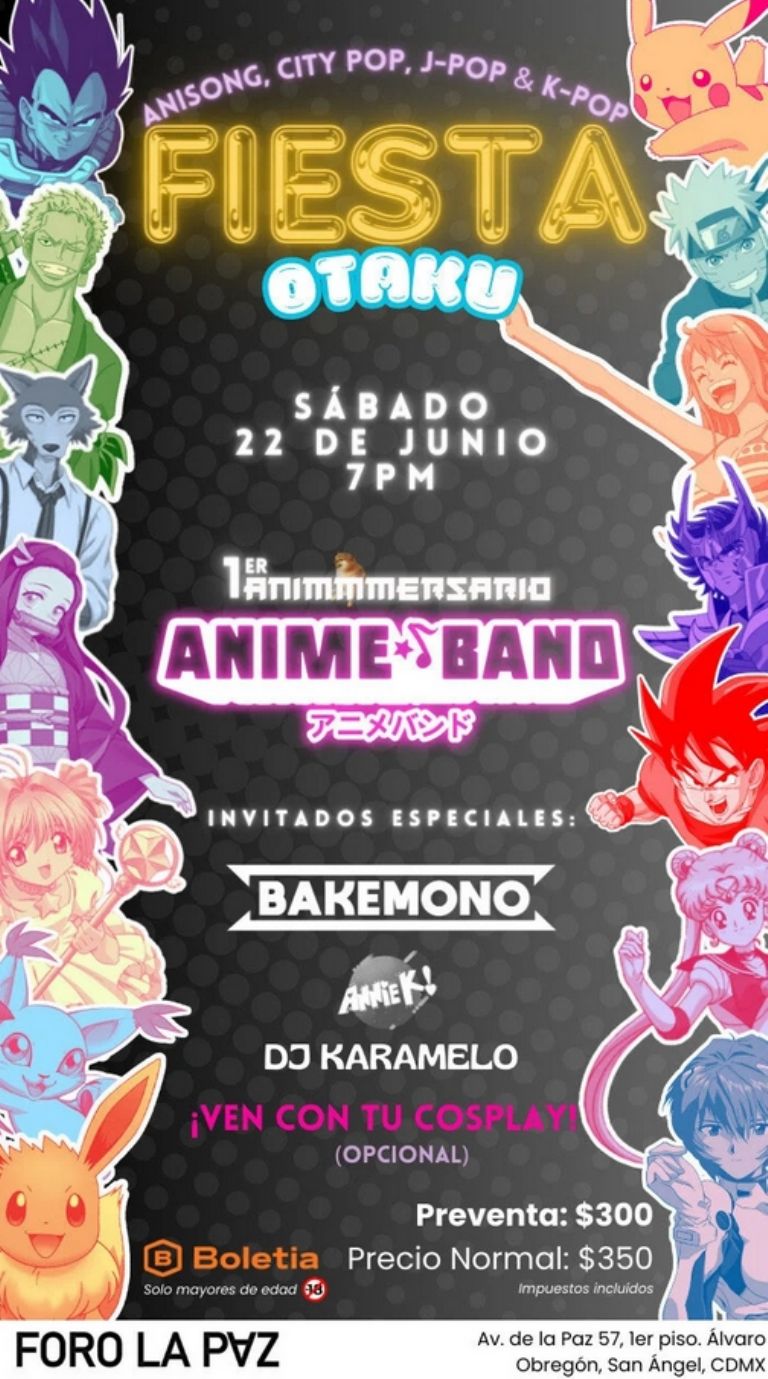 Anime Band cumple aniversario y organiza una Fiesta Otaku