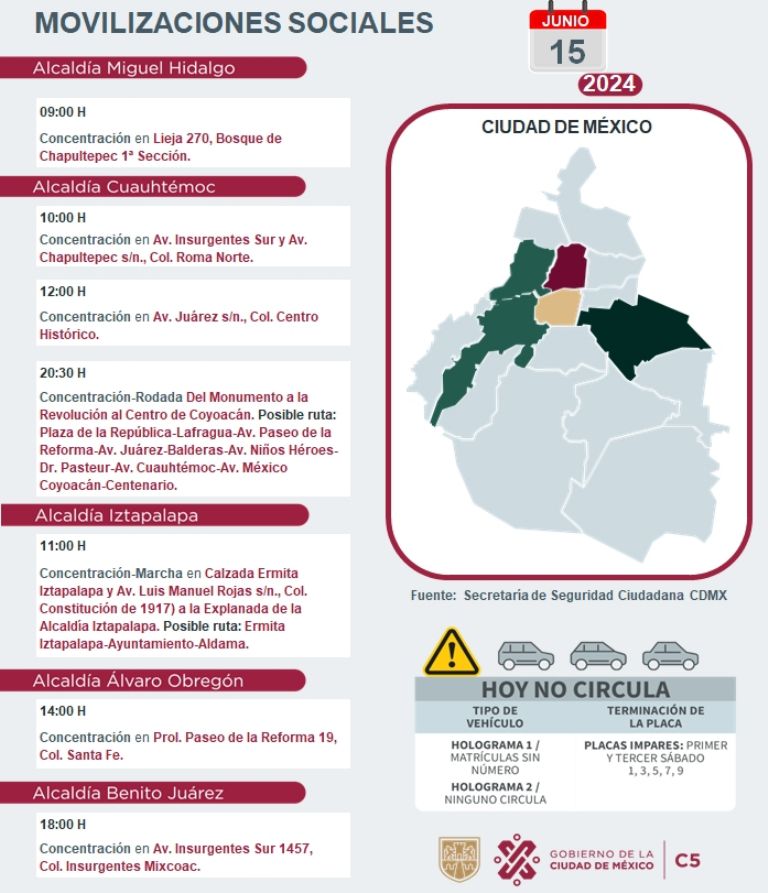 Tráfico en CDMX hoy 15 de junio