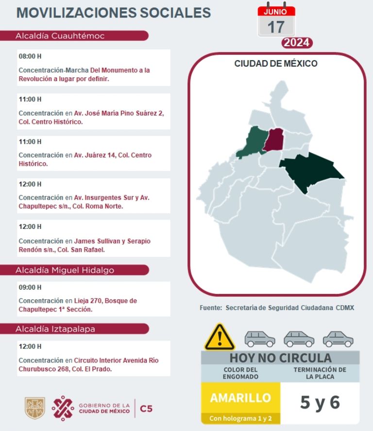 Tráfico en CDMX hoy 17 de junio