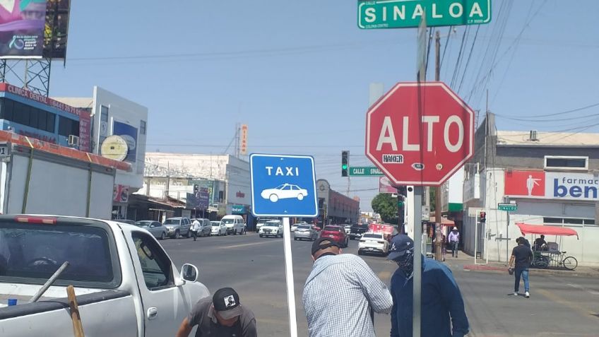 Instalan señalamientos para los taxis ‘ruleteros’ tras manifestación en Cajeme, Sonora