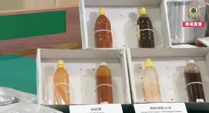 Hong Kong retiene cargamento mexicano de metanfetamina oculto en botellas de salsa