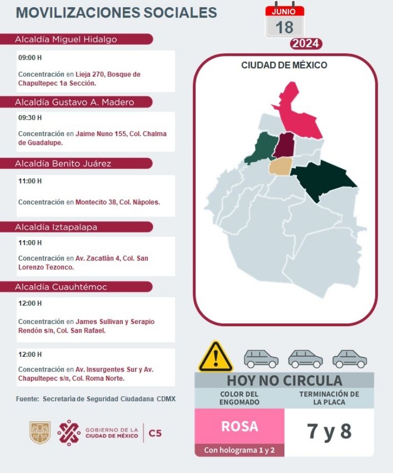 Tráfico en CDMX hoy 18 de junio