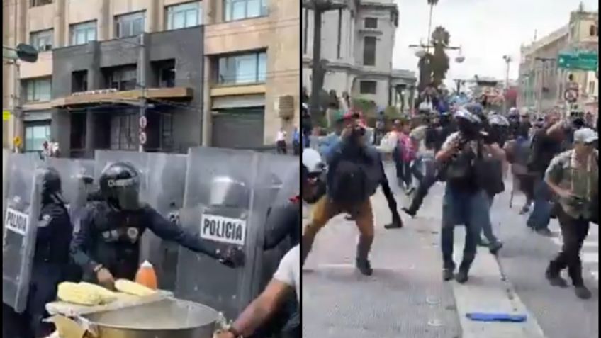 VIDEO: Policías y comerciantes se agarran hasta con los elotes en Eje Central