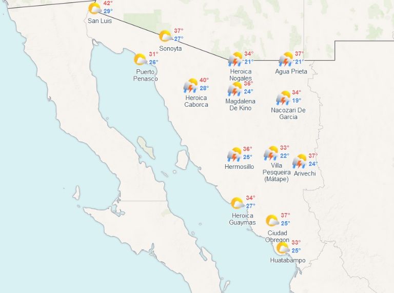 Clima en Sonora para hoy