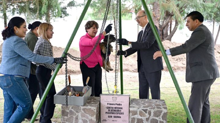 Abandono de mascotas: Delfina Gómez coloca primera piedra de Centro de Atención en Edomex