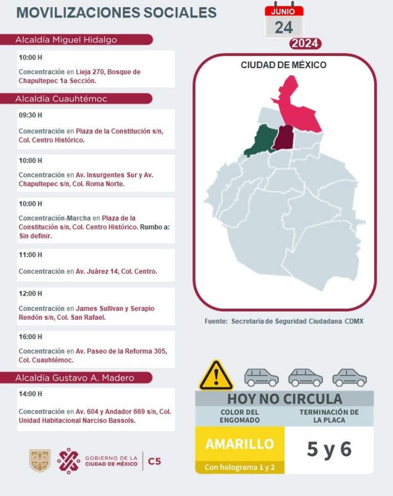 Tráfico en CDMX hoy 24 de junio