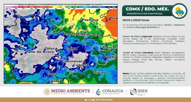 Clima en CDMX hoy 24 de junio